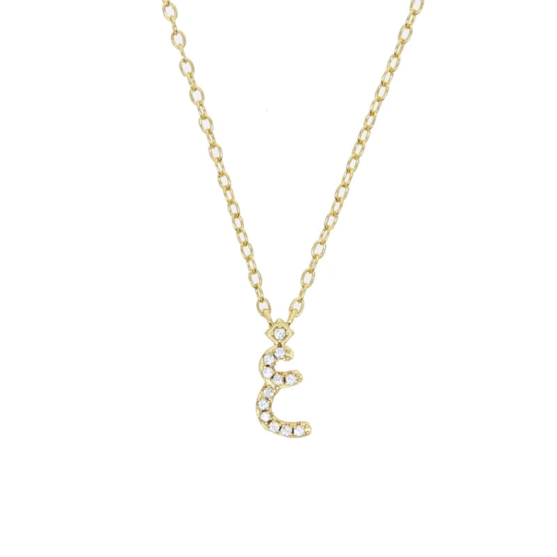 Total 31 Different Shape Arabic Letter Pendant Necklaces for Women Paved Green White Cz and Turquoise Gold Color Fashion Jewelry
