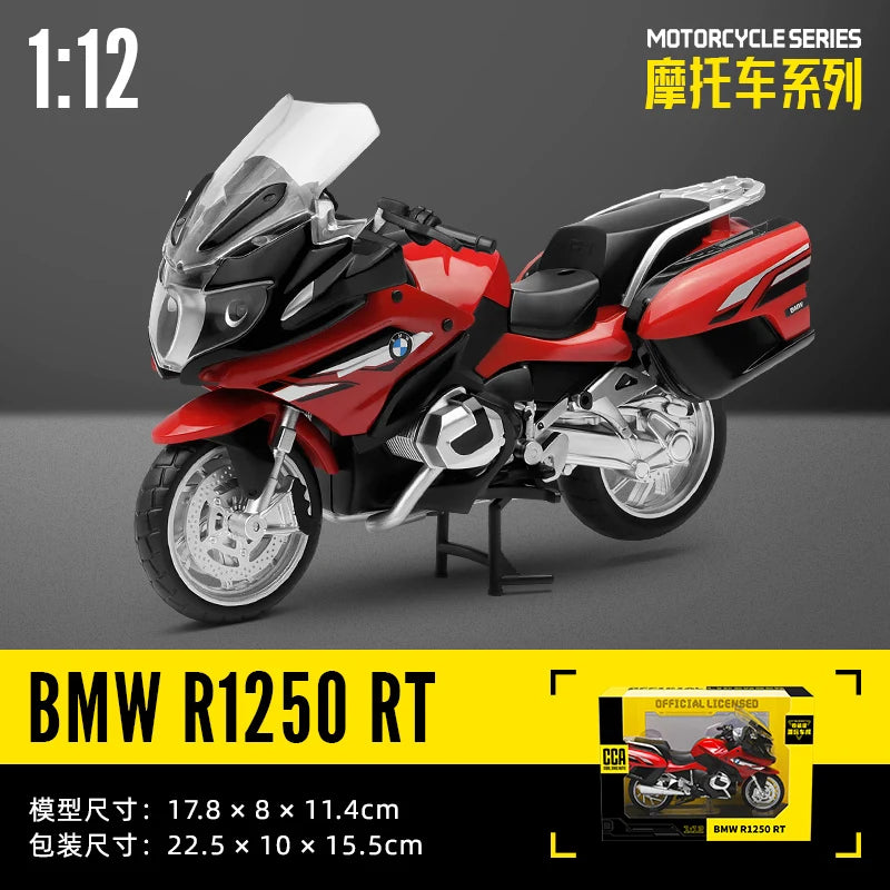 MSZ CCA 1:12 BMW R1250GS S1000R with base alloy die-cast car motorcycle model, toy gift giving, die-cast static motorcycle model