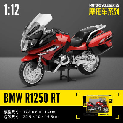 MSZ CCA 1:12 BMW R1250GS S1000R with base alloy die-cast car motorcycle model, toy gift giving, die-cast static motorcycle model