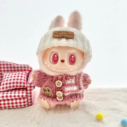 Labubu 3.0 Big into Energy Series Clothes  Labubu Bear Sweater Flanged hat Set Combining fashion & cuteness Labubu Ropa[no doll]