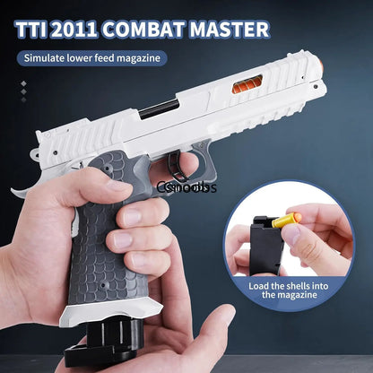 2011 Shell Throwing Toy gun Continuous Firing Blowback Soft Bullet Pistol model Empty Hanging Airsoft Birthday Gifts for Boys