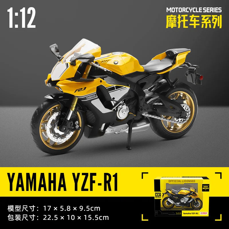 MSZ CCA 1:12 BMW R1250GS S1000R with base alloy die-cast car motorcycle model, toy gift giving, die-cast static motorcycle model