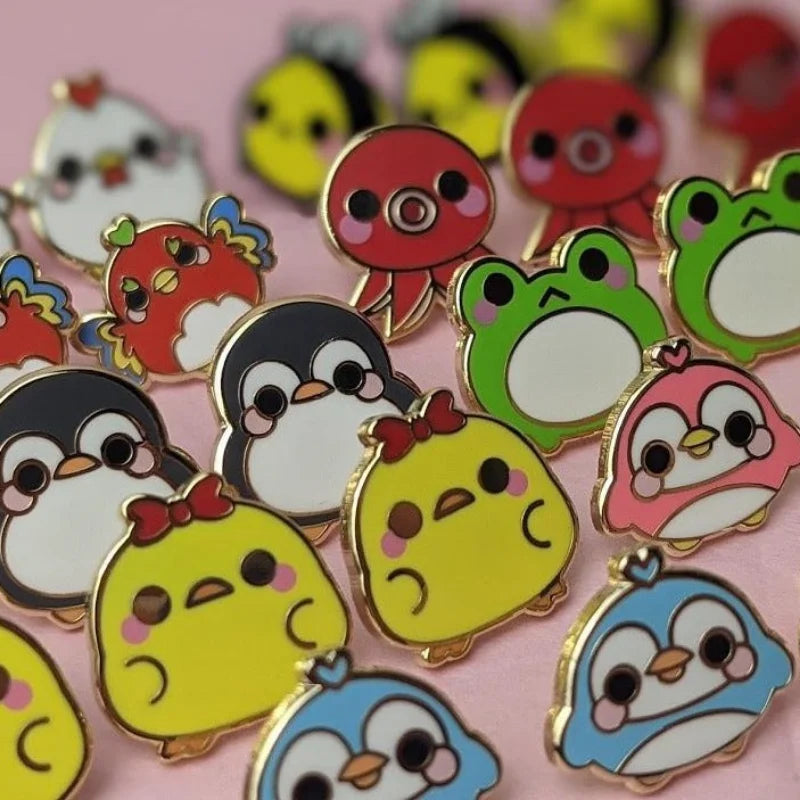 Kawaii Tiny Frog Hard Enamel Pin Pink/ Green Frogs Lapel Pins Animal Badge Brooch for Jewerly Accessory