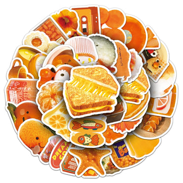 10/30/50PCS Cartoon Orange INS Style Food Sticker DIY Decoration Waterproof Skateboard Notebook Graffiti Toy