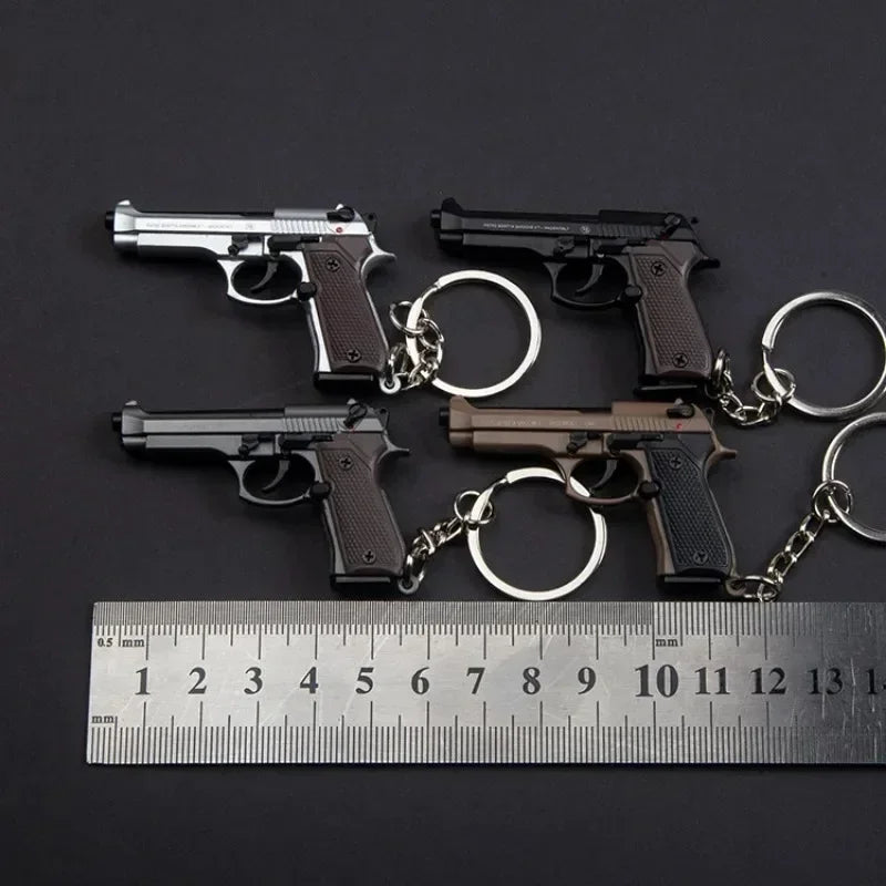Alloy 1:4 92F Pistol Portable Toy Gun Model Detachable Keychain Fidget Toy for Boy Collection Adults Christmas Xmas Gift