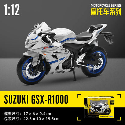 MSZ CCA 1:12 BMW R1250GS S1000R with base alloy die-cast car motorcycle model, toy gift giving, die-cast static motorcycle model