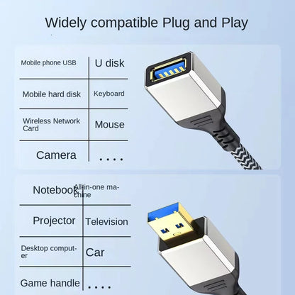USB 3.0 Aluminum Alloy High-Speed Extension Cable 5Gbps male to female OTG Computer USB Drive Mouse Keyboard USB Extension Cable