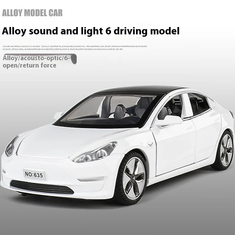 1:32 Model 3 Model X Alloy Diecast Metal Model Car Sound & Light Mini GT Miniature Collections Decorative Ornaments Gifts Friend