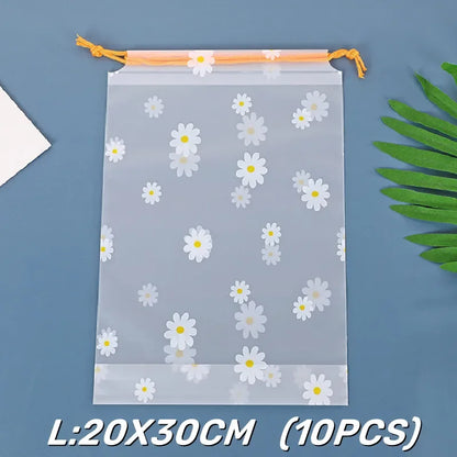 100PCS Storage Bags Waterproof EVA Drawstring Large Capacity Clothes Shoes Organizer Portable Daisy Makeup Toiletry Storage Bags