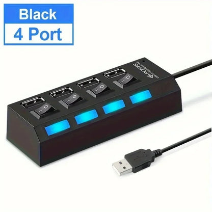 USB 3.0 Hub 4 Port 7 Port High Speed Data Transfer Expander with Led Switch Lamp Power Adapter For PC Laptop Flash Drive U Disk