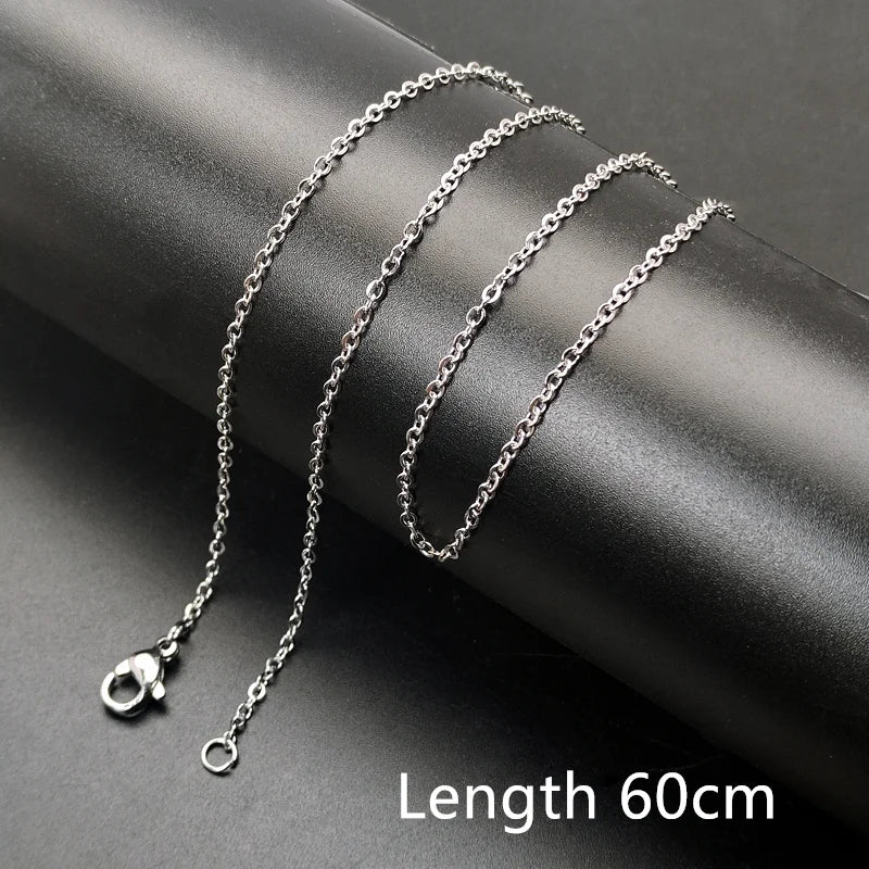 1pc 60+5cm Stainless Steel Necklace Chains 60cm with 5cm Adjustable Chain DIY Jewelry Making Materials