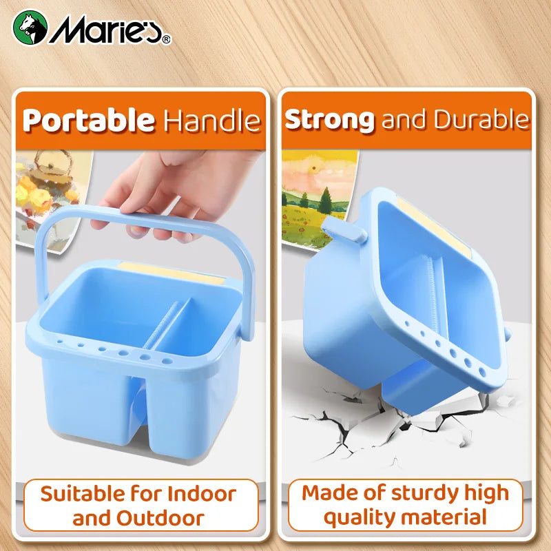 Marie's Blue Paint Brush Cleaner Washer,Multifunction Painting Brush Basin Holder and Organizer for Acrylic,Watercolor,Gouache