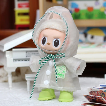17cm Labubu Raincoat Doll Clothes Heartbeat Macaron Outfits Labubu Doll Clothing Accessories Game Toys