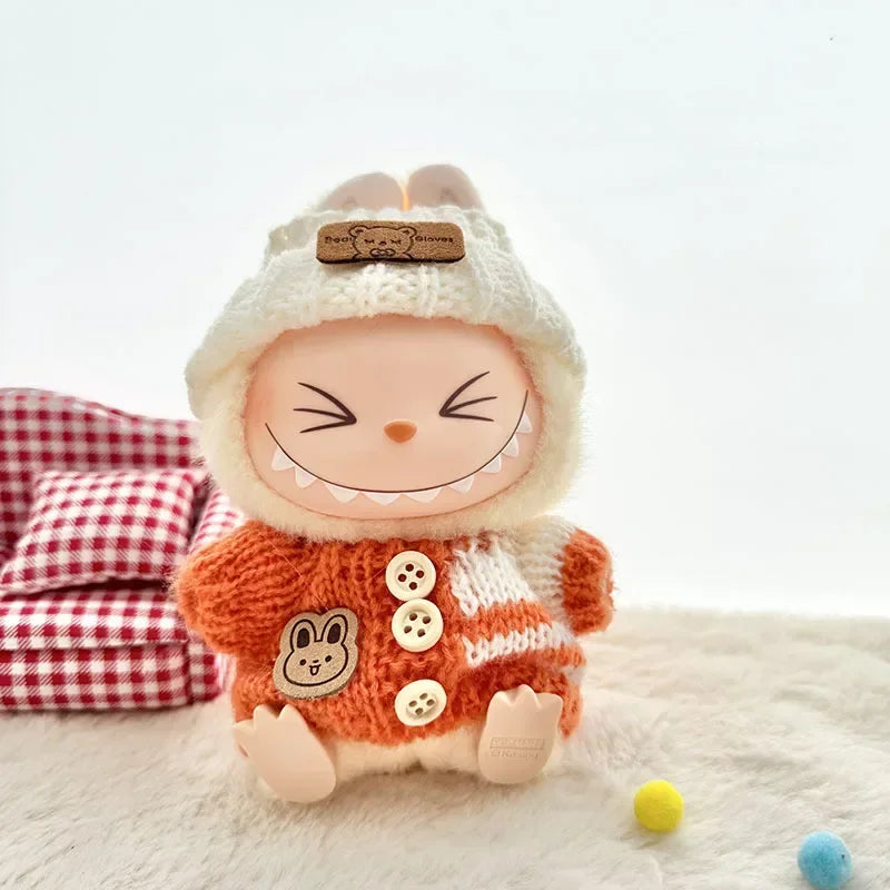 Labubu 3.0 Big into Energy Series Clothes  Labubu Bear Sweater Flanged hat Set Combining fashion & cuteness Labubu Ropa[no doll]