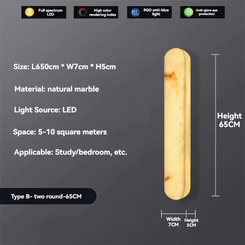 Artpad Designer Marble Wall Lamp for Living Room Hallway Stairs Bedroom Dining Room Copper Ambient Alabaster Wall Lighting