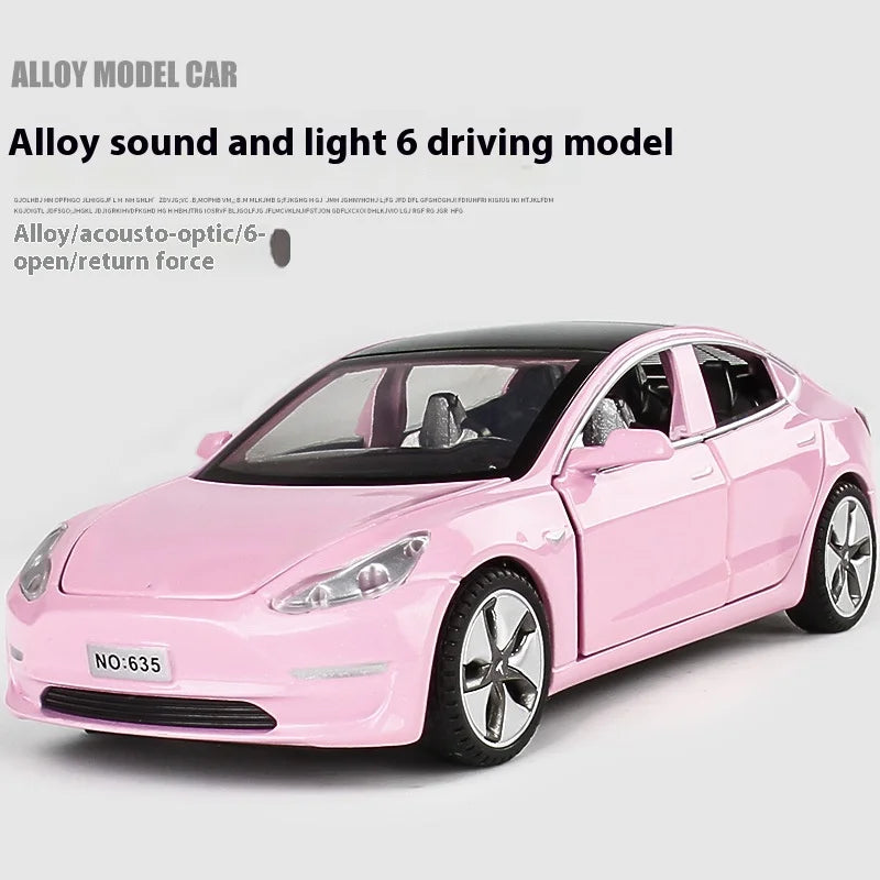 1:32 Model 3 Model X Alloy Diecast Metal Model Car Sound & Light Mini GT Miniature Collections Decorative Ornaments Gifts Friend