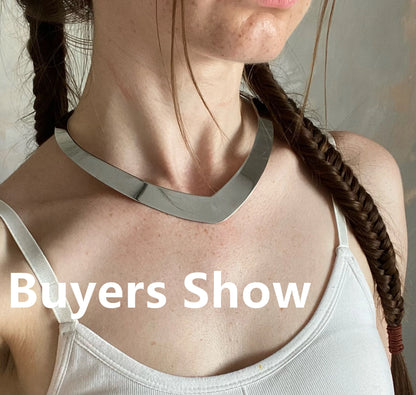 1pc Fashion Stainless Steel Collar Neck Necklace Choker 4 Sizes For Women Men Friends Trendy Jewelry Gift  42.5 - 38cm Long