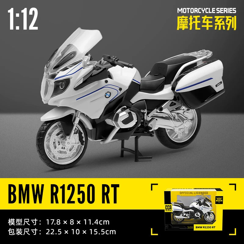 MSZ CCA 1:12 BMW R1250GS S1000R with base alloy die-cast car motorcycle model, toy gift giving, die-cast static motorcycle model