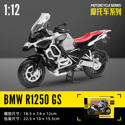MSZ CCA 1:12 BMW R1250GS S1000R with base alloy die-cast car motorcycle model, toy gift giving, die-cast static motorcycle model