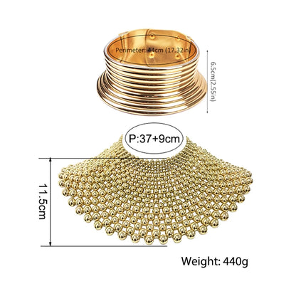 2 Pieces Combination Bib Torques Collar Choker Statement Necklaces For Women Geometric Indian African Jewelry Boho Design 2022