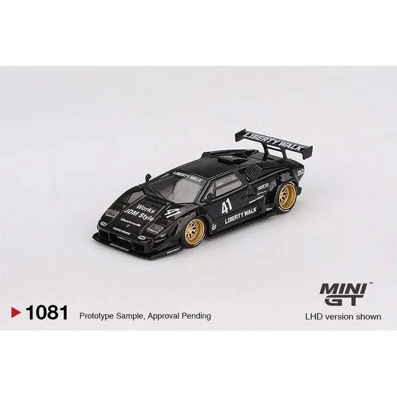 PreSale MINIGT 1081 1:64 LBWK Lamborghini Countach LB WORKS Black Diecast Car Model Collection Toys