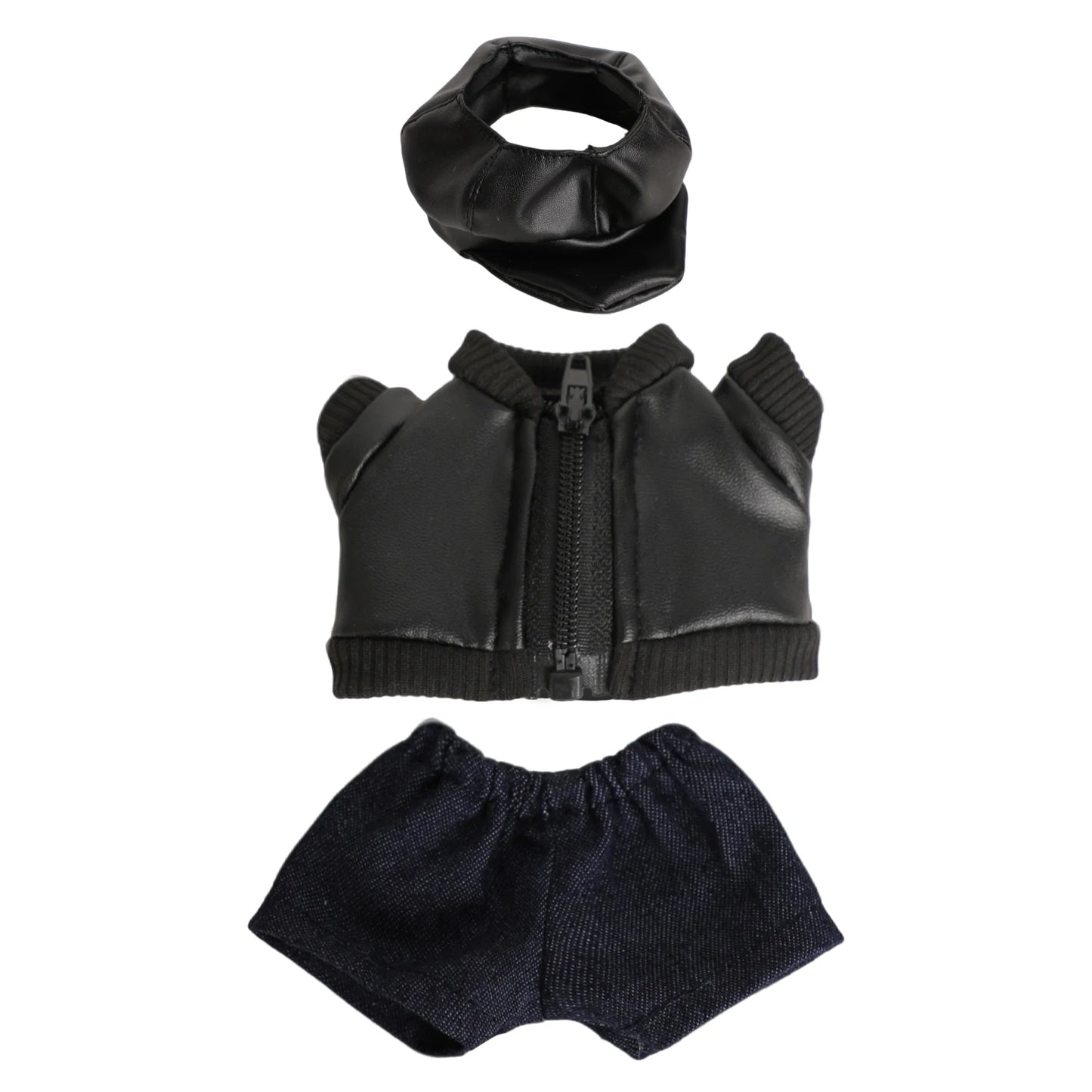For 17cm Labubu Girl Dolls Black Leather Jacket + Jeans +Hat Clothes Suit Cute Punk Clothing For V1 V2 V3 Labubu,Cotton Doll Toy