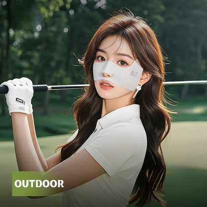 Summer Ice Silk Sunscreen Mask Women Outdoor UV Shade Breathable Golf Mask Hanging Ear Outdoor UPF50+