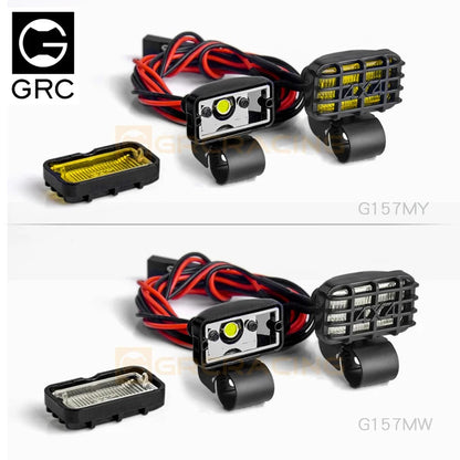 GRC G157MW/Y RC Car 1/8 1/10 Fog Light 17mm Rectangular Spot Light with Lampshade Simulation Off-road Exploration Headlight