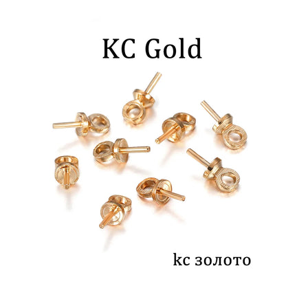 50-100pcs/lot Brass Half hole Charms Eye Pins Beads End Caps Top Drilled Pendant Bails Findings Connectors For Jewelry Makings
