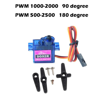 SG92R Micro Servo Motor 4.8-6V 360/270/180 Degree Continuous Rotation Controllable Angle for Robot RC Drone Aircraft Model 9g