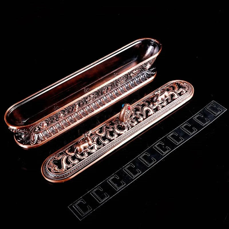 Antique Handmade Copper Tibet Incense Burner Incense Stick Holder Zen Buddhist Teahouse Home Office Decoration Crafts Ornaments