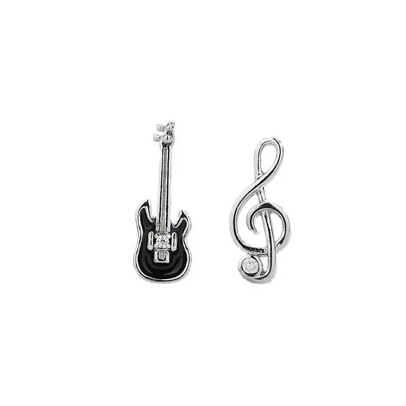 Fashion Simple Asymmetric Guitar Note Stud Earrings for Women Girls Creative Cute Ear Piercing Jewelry Music Lovers Gifts