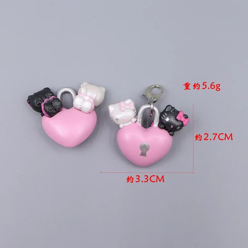 Kawaii Hello Kitty Toy Cute Anime Cat Keychain Backpack Phone Case Decoration Cartoon Festival Gift Women Accessories Wholesale