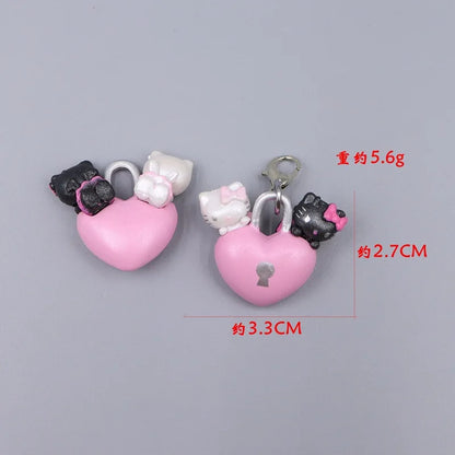 Kawaii Hello Kitty Toy Cute Anime Cat Keychain Backpack Phone Case Decoration Cartoon Festival Gift Women Accessories Wholesale