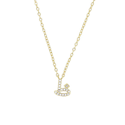Total 31 Different Shape Arabic Letter Pendant Necklaces for Women Paved Green White Cz and Turquoise Gold Color Fashion Jewelry