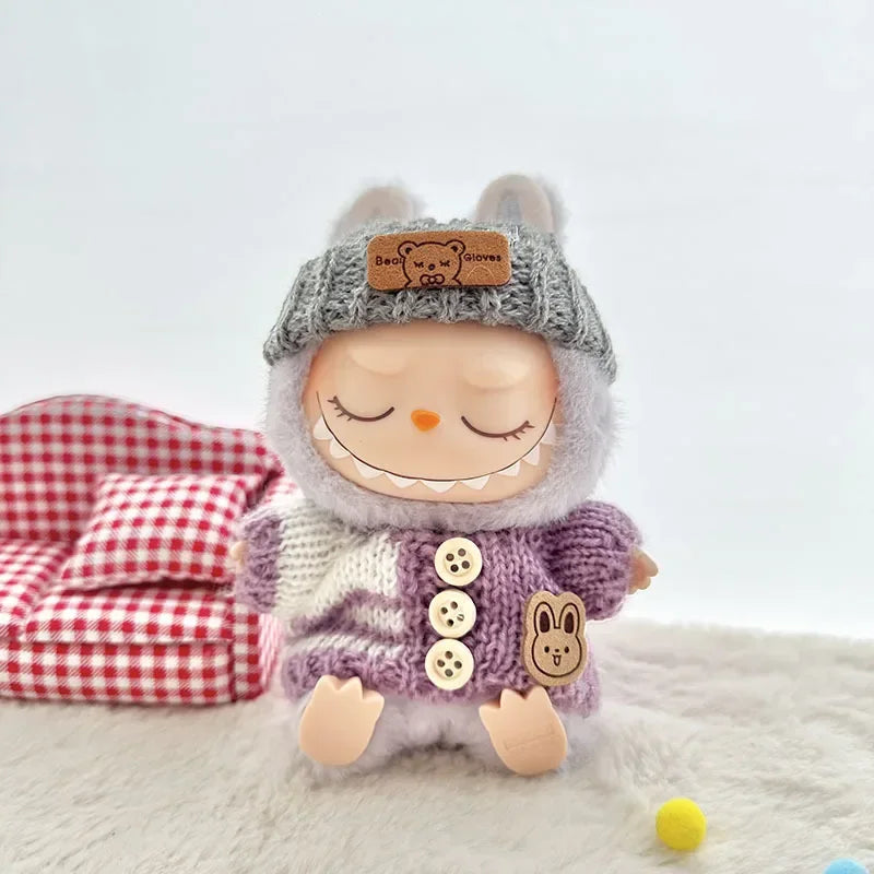 Labubu 3.0 Big into Energy Series Clothes  Labubu Bear Sweater Flanged hat Set Combining fashion & cuteness Labubu Ropa[no doll]