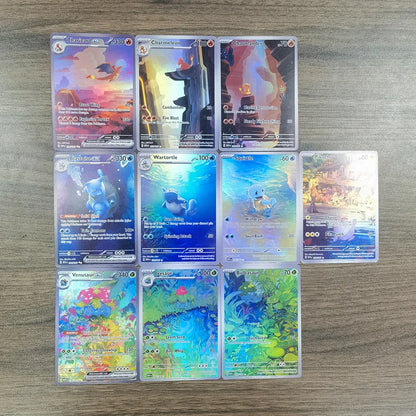 10pcs/set Diy PKM 151 Series EX Blastoise Charizard Venusaur Squirtle Rainbow Card Pocket Monsters PTCG Game Collection Cards