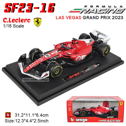 Bburago 1:18 New 2023 SF23 F1 Racing #16 Charles Leclerc #55 Carlos Sainz Static Car Model Vehicles Formula 1 Alloy Toy Vehicle