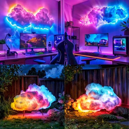 DIY Cloud LED Light Music Sync Multicolor RGBIC LED Strip Lights Remote&APP Control DIY Thunder Cloud Lamp Room Atmosphere Light