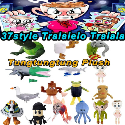 38styles Tralalelo Tralala Plush Tungtungtung Italian Brainrot Al Tralalero Tralala Plush Doll Stuffed Soft Pillow Custom Toys