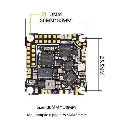 JHEMCU GHF435AIO V2 20A Flight Controller 2-4S with OSD Baro Blackbox Built-in ELRS 2.4G Receiver for RC FPV Freestyle Drone