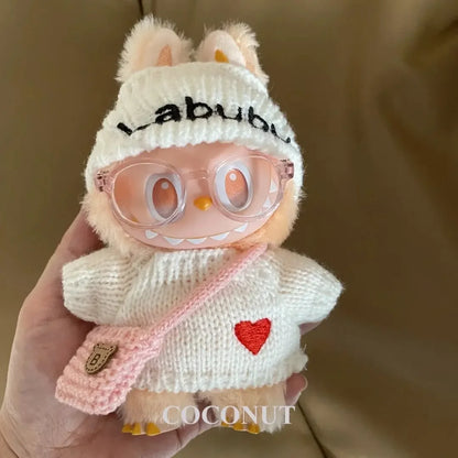 Labubu 3.0 Big into Energy Series Clothes  Labubu Bear Sweater Flanged hat Set Combining fashion & cuteness Labubu Ropa[no doll]