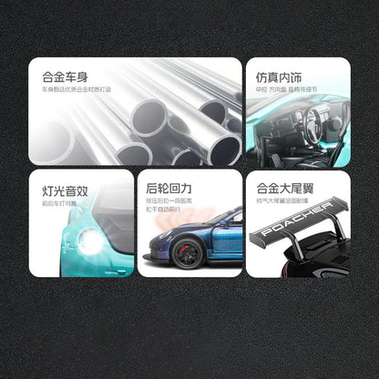 1:32 911 GT3 RS Alloy Die Cast Toy Car Model Sound and Light Children's Toy Collectibles Birthday gift