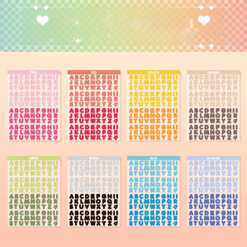 2Style 8Pcs/pack vibrant letters waterproof PET cut film handbook stickers English handbook material painting creative stickers