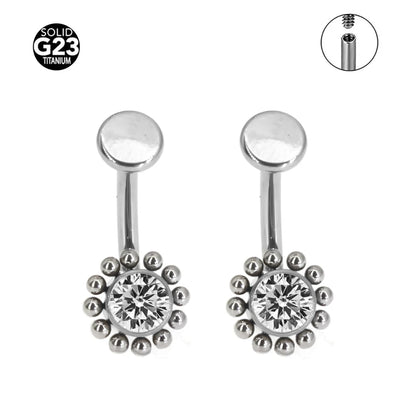 1Pc 14Gx10x4/6mm Navel Curve Barbells Belly Rings Body Jewelry-F136 Titanium CZ Smart Navel Belly Button Body Piercing 