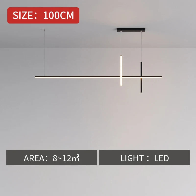 Modern Minimalist Led Chandelier Dimmable Black for Table Dining Room Kitchen Bar Pendant Lamp Home Decoration Light Fixture