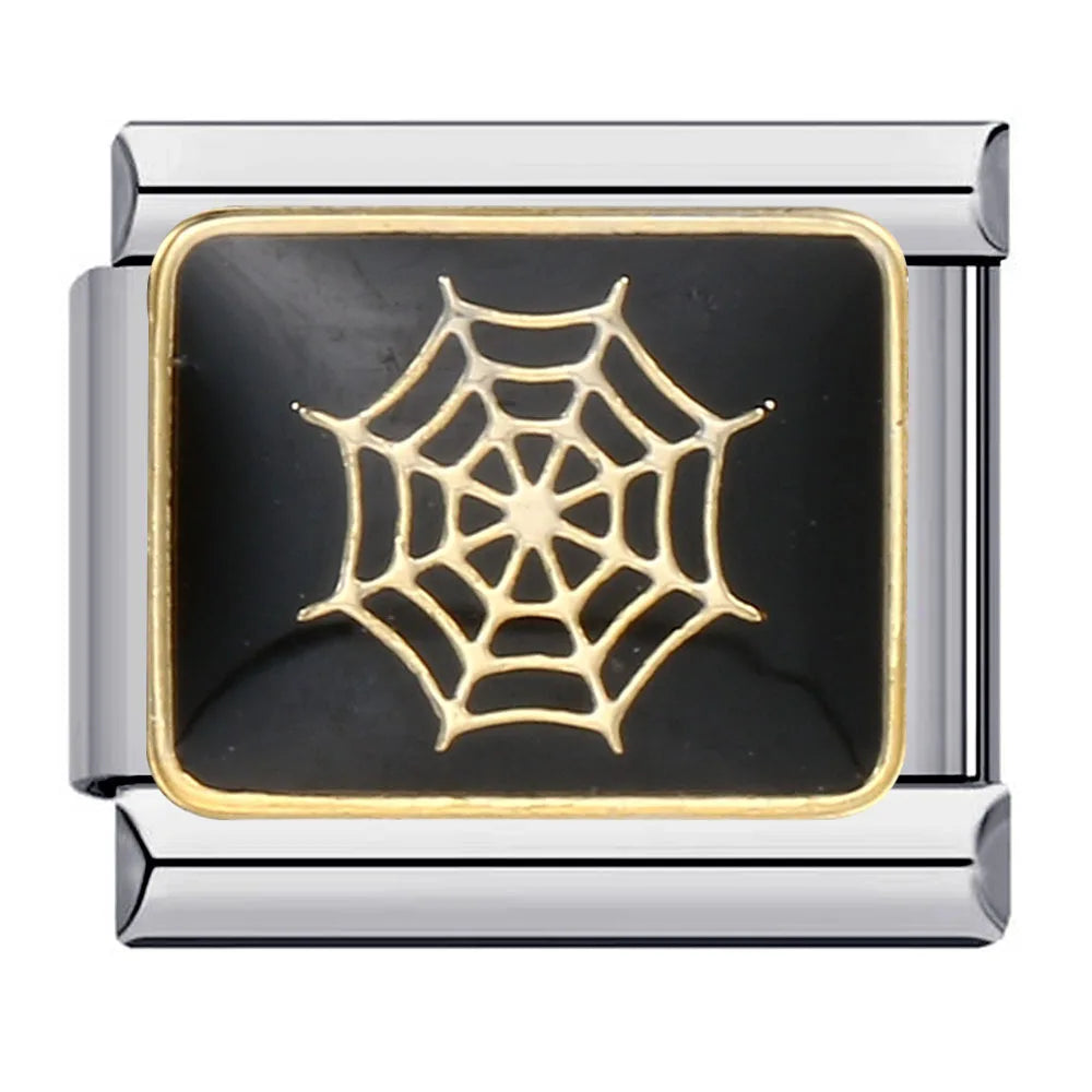 2025 Dark Style Halloween Black Owl Star Moon Bat Ghost Billiards Charm Italian Links Fit 9mm Bracelet DIY Jewelry for Couples