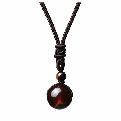 16 Mm Black Obsidian Tiger Eyes Amethyst Stone with Adjustable Braided Rope Cords Natural Crystal Pendant Women Men Necklaces