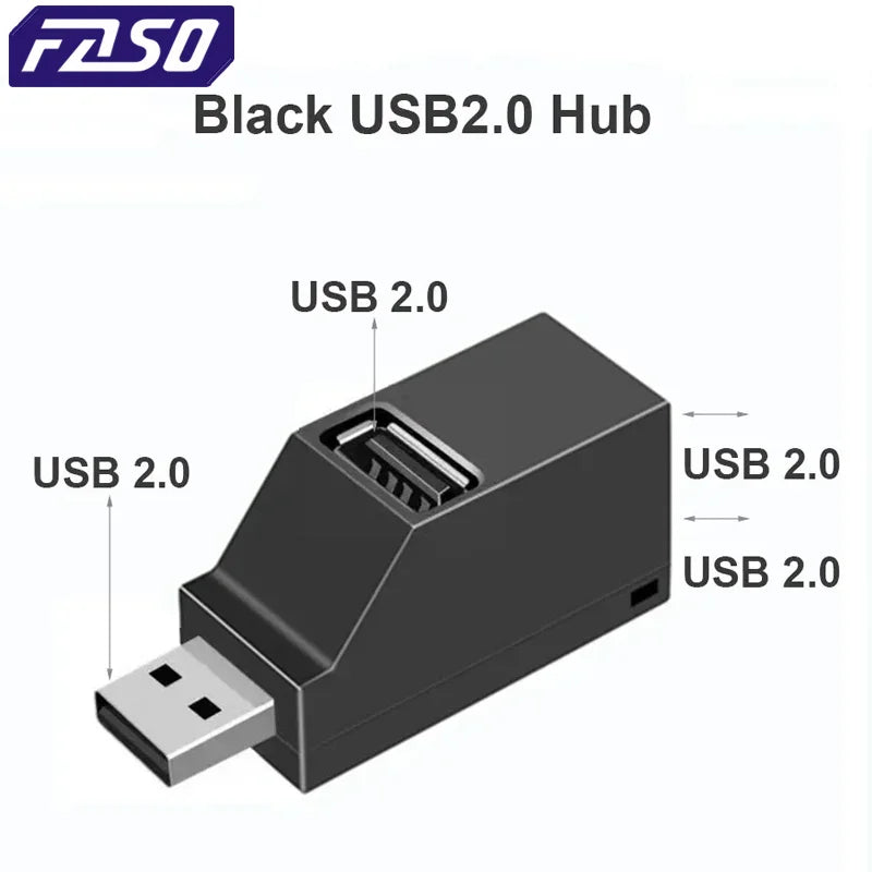 FASO USB 3.0 HUB Adapter Extender Mini Splitter Box 1 to 3 Ports High Speed USB 2.0 For PC Laptop U Disk Card Reader