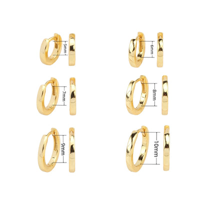 Real 925 Sterling Silver Simple Round Hoop Earrings for Women 18K Gold Plated Minimalist Huggies Ear Buckle Jewelry Accessories